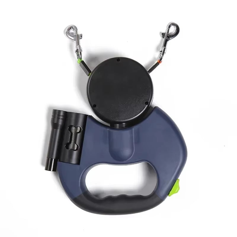 LED Automatic Retractable Dog Leash with Dual-Headed Design and Integrated Storage Box for Pet Accessories