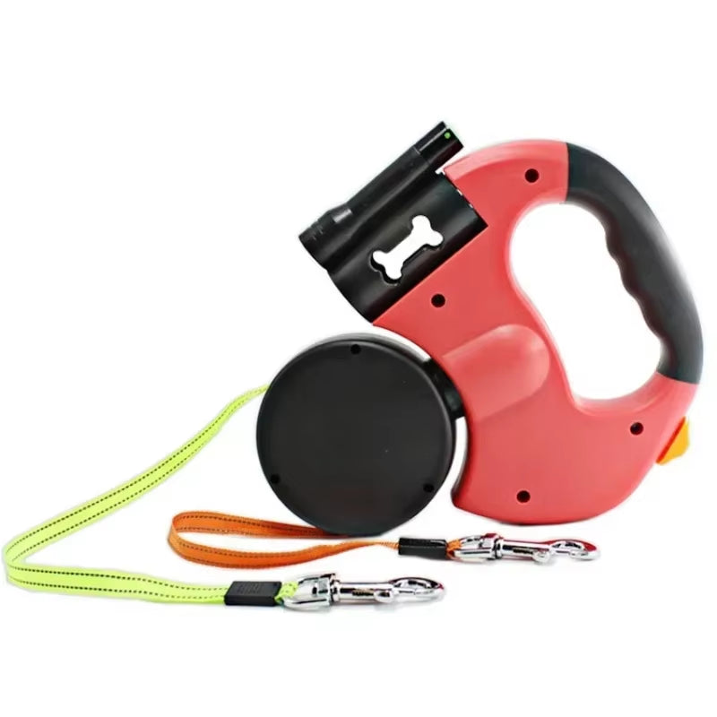 LED Automatic Retractable Dog Leash with Dual-Headed Design and Integrated Storage Box for Pet Accessories