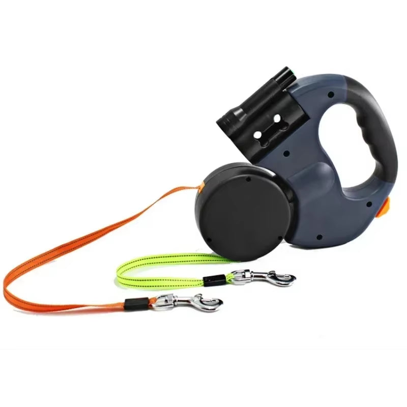 LED Automatic Retractable Dog Leash with Dual-Headed Design and Integrated Storage Box for Pet Accessories