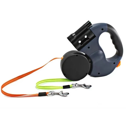 LED Automatic Retractable Dog Leash with Dual-Headed Design and Integrated Storage Box for Pet Accessories