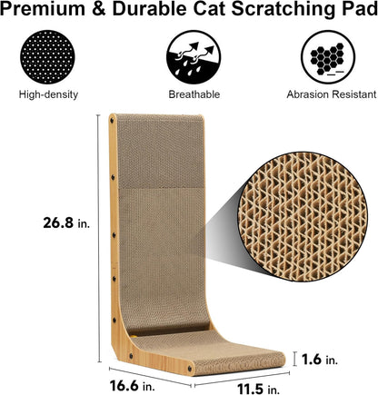 L-Shaped Cat Scratching Pad, 26.8 Inches - Ideal for Indoor Cats