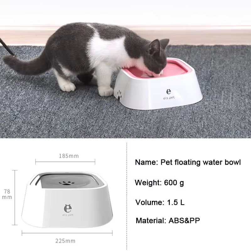 Floating Non-Spill Dog and Cat Water Bowl Dispenser with Anti-Overflow Design
