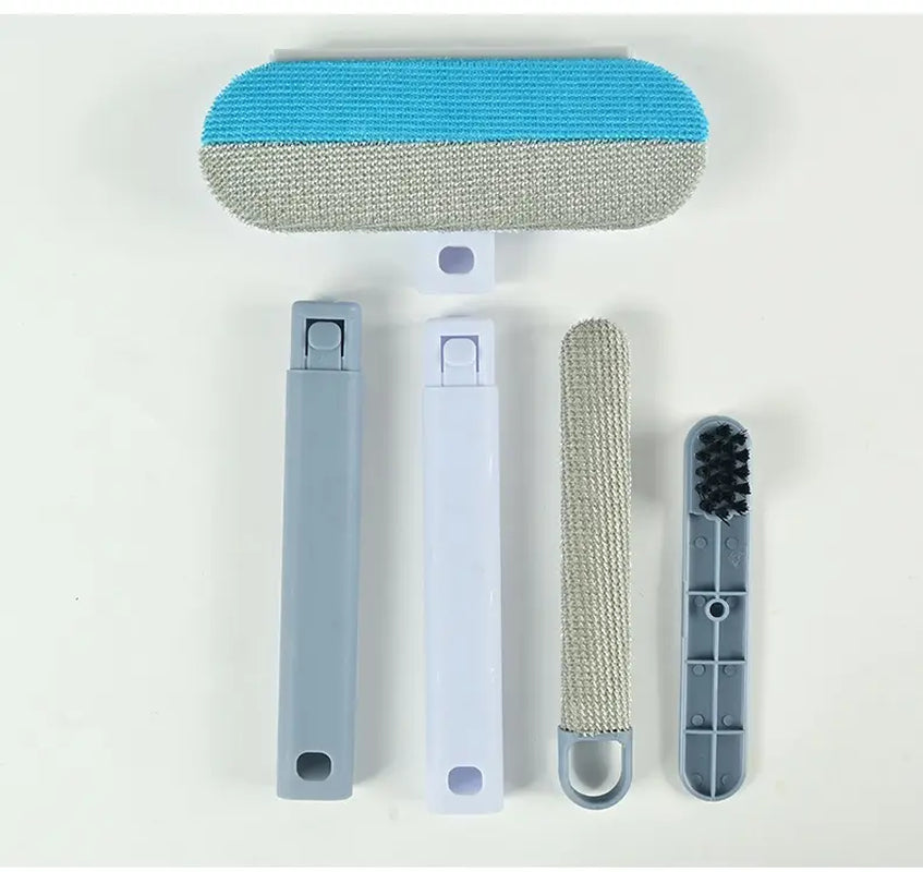Professional Pet Hair Removal Brush Set for Upholstery, Carpets, and Clothing - Reusable Lint Brush with Extended Handle, Includes Two Brushes