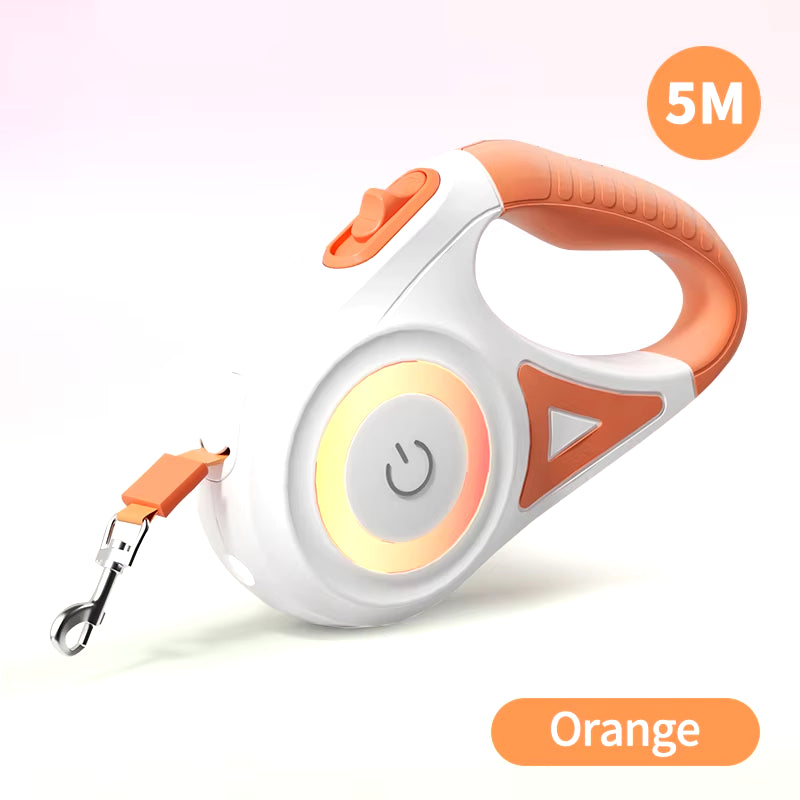 5M Retractable Dog Leash with LED Light - Fashionable and Flexible Walking Lead for Dogs and Puppies