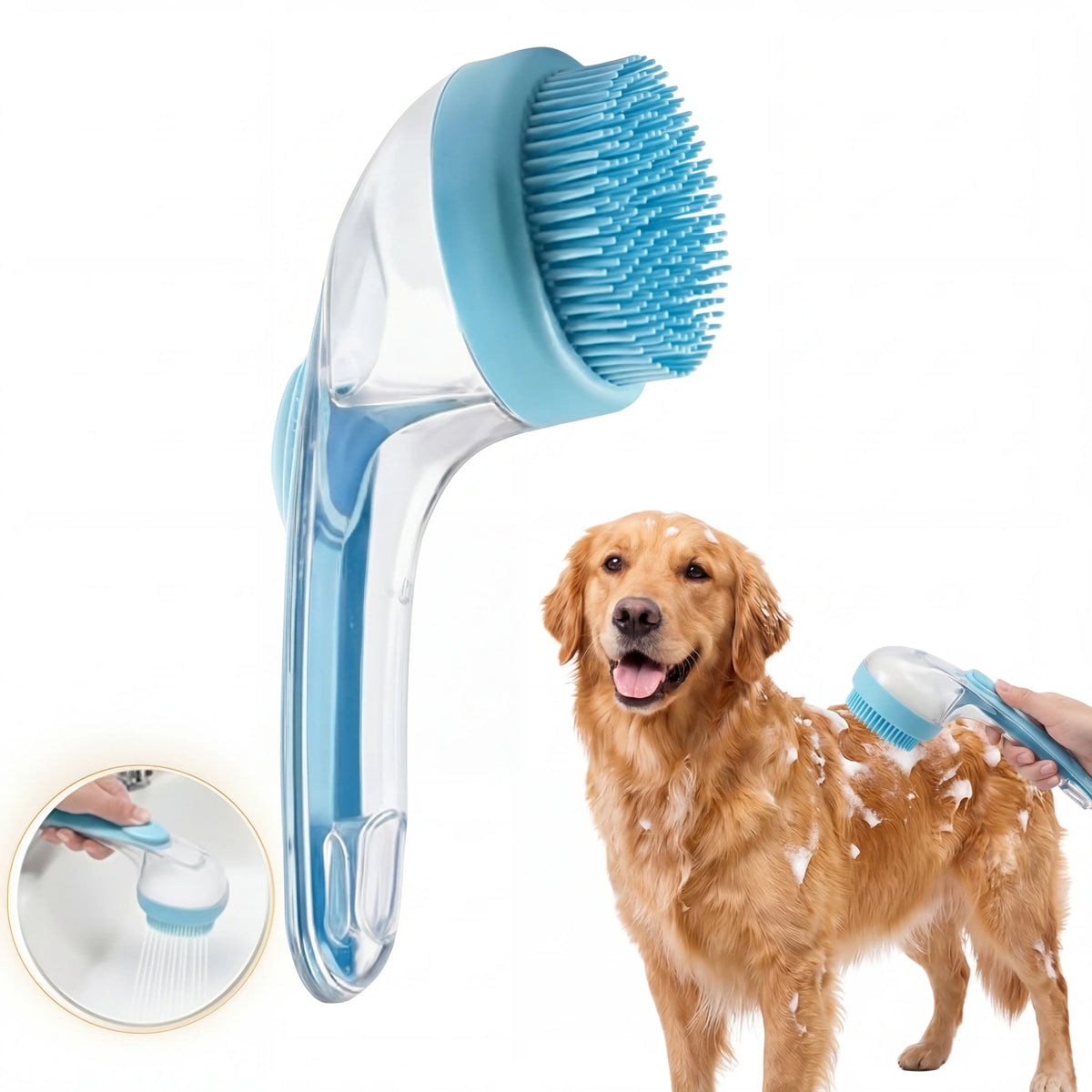 2026 Advanced 2-In-1 Pet Bathing and Grooming Brush with Built-In Shampoo Dispenser, Ergonomic Non-Slip Handle, and Deshedding Tools for Optimal Dog and Cat Care, Enhances Fur Cleaning and Circulation for Home Use