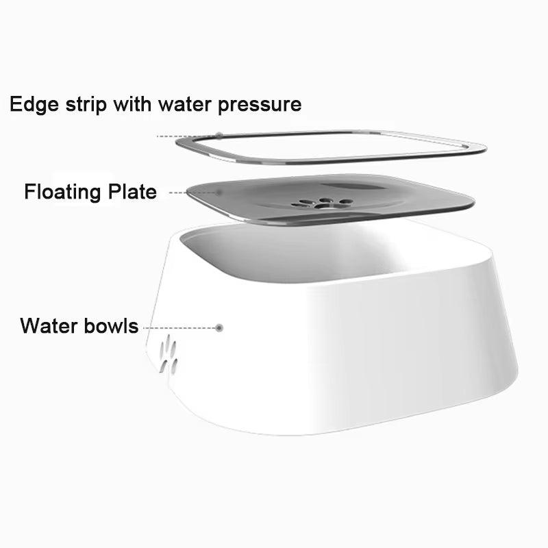 Floating Non-Spill Dog and Cat Water Bowl Dispenser with Anti-Overflow Design