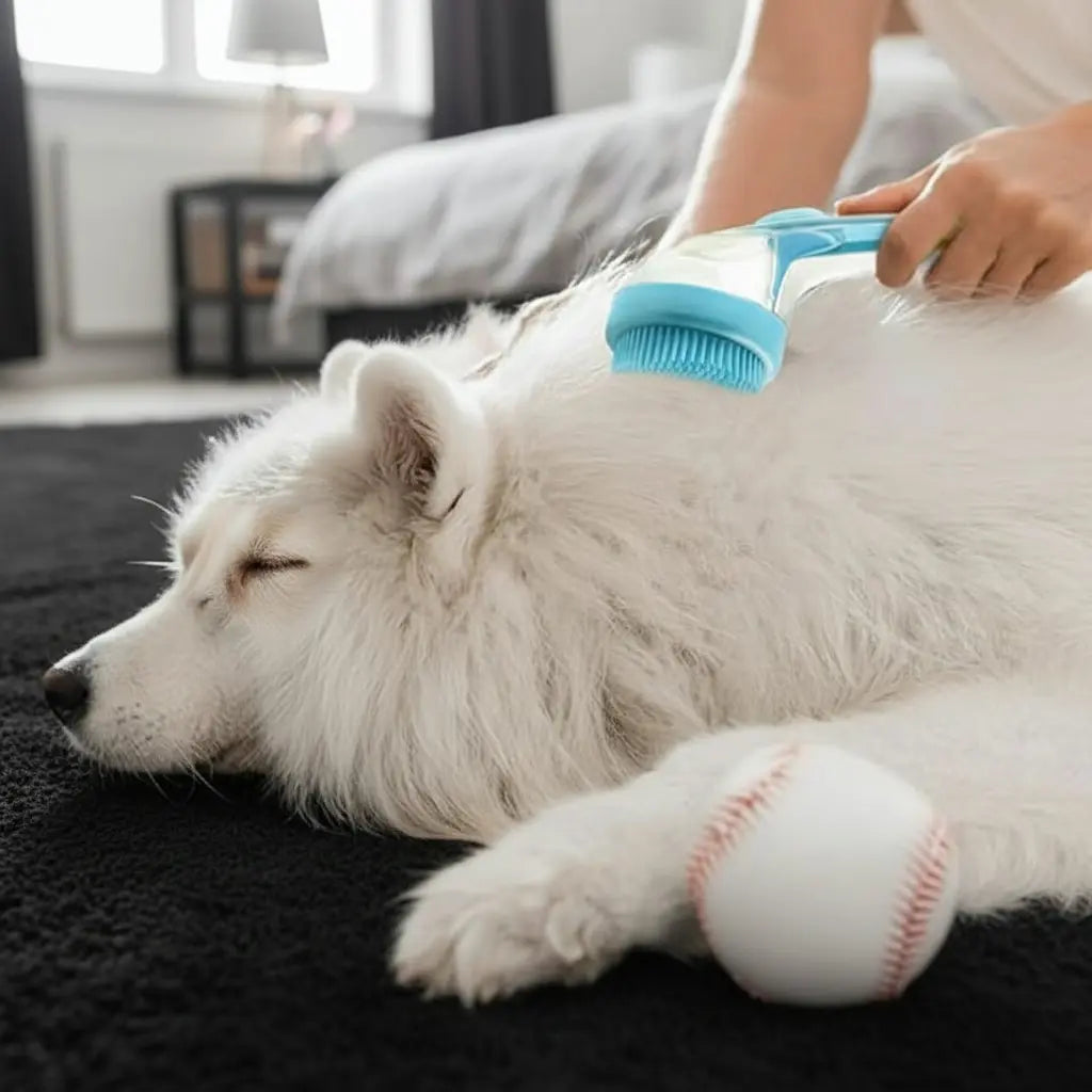 2026 Advanced 2-In-1 Pet Bathing and Grooming Brush with Built-In Shampoo Dispenser, Ergonomic Non-Slip Handle, and Deshedding Tools for Optimal Dog and Cat Care, Enhances Fur Cleaning and Circulation for Home Use