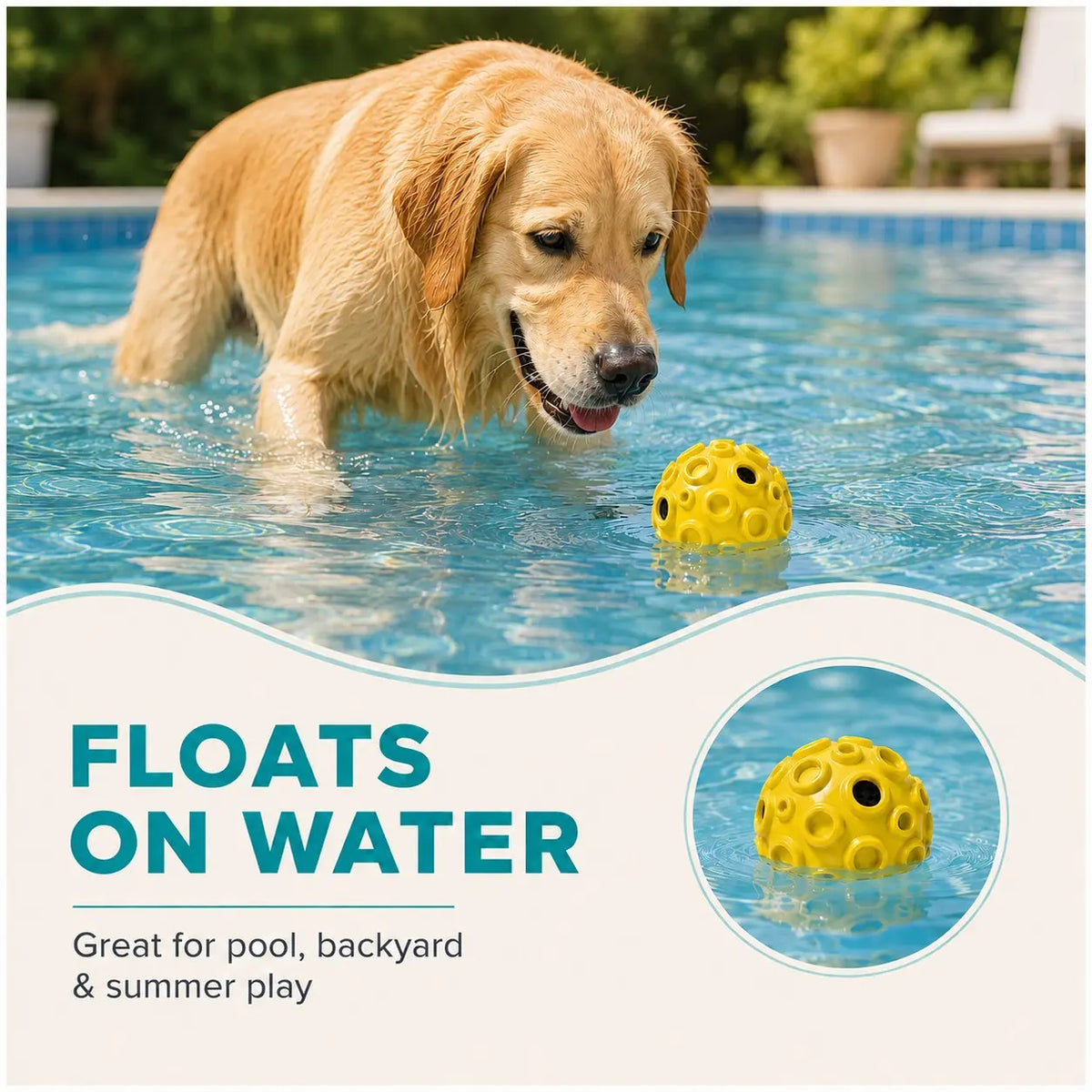 Interactive Floating Dog Ball - 4.72-Inch TPR Toy for Medium and Large Dogs, Ideal for Outdoor Fetch, Water Play, and Exercise
