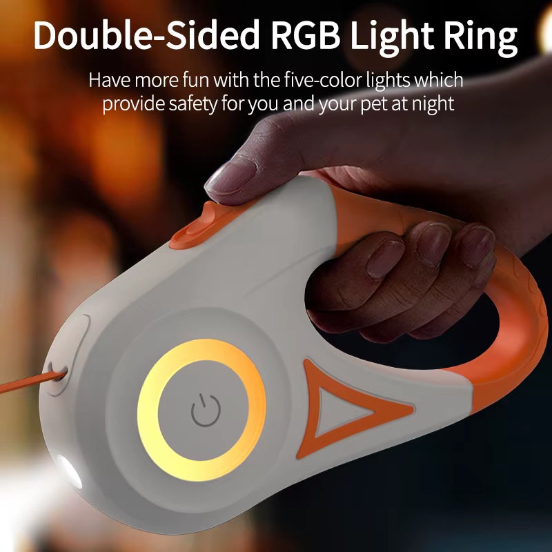 5M Retractable Dog Leash with LED Light - Fashionable and Flexible Walking Lead for Dogs and Puppies