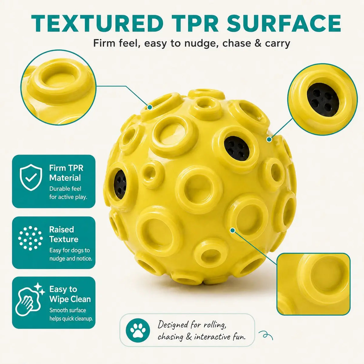 Interactive Floating Dog Ball - 4.72-Inch TPR Toy for Medium and Large Dogs, Ideal for Outdoor Fetch, Water Play, and Exercise