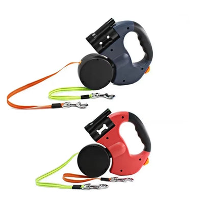 LED Automatic Retractable Dog Leash with Dual-Headed Design and Integrated Storage Box for Pet Accessories