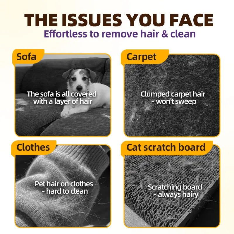 Cassiel-Pet Professional Pet Hair Removal Grooming Gloves for Cats and Dogs, Electrostatic Cleaner for Furniture, Carpets, and Car Seats, Reusable Design