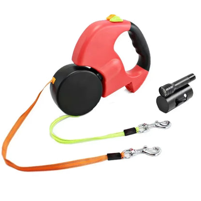 LED Automatic Retractable Dog Leash with Dual-Headed Design and Integrated Storage Box for Pet Accessories