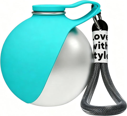 Portable 2-In-1 Dog Water Bottle with Bowl - 10oz Stainless Steel Leak-Proof Travel Dispenser with Silicone Bowl, Ideal for Walking, Hiking, and Travel (Blue A)
