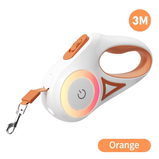 5M Retractable Dog Leash with LED Light - Fashionable and Flexible Walking Lead for Dogs and Puppies