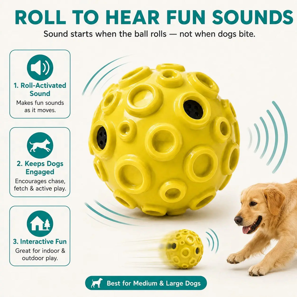 Interactive Floating Dog Ball - 4.72-Inch TPR Toy for Medium and Large Dogs, Ideal for Outdoor Fetch, Water Play, and Exercise