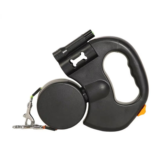 LED Automatic Retractable Dog Leash with Dual-Headed Design and Integrated Storage Box for Pet Accessories
