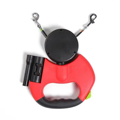 LED Automatic Retractable Dog Leash with Dual-Headed Design and Integrated Storage Box for Pet Accessories