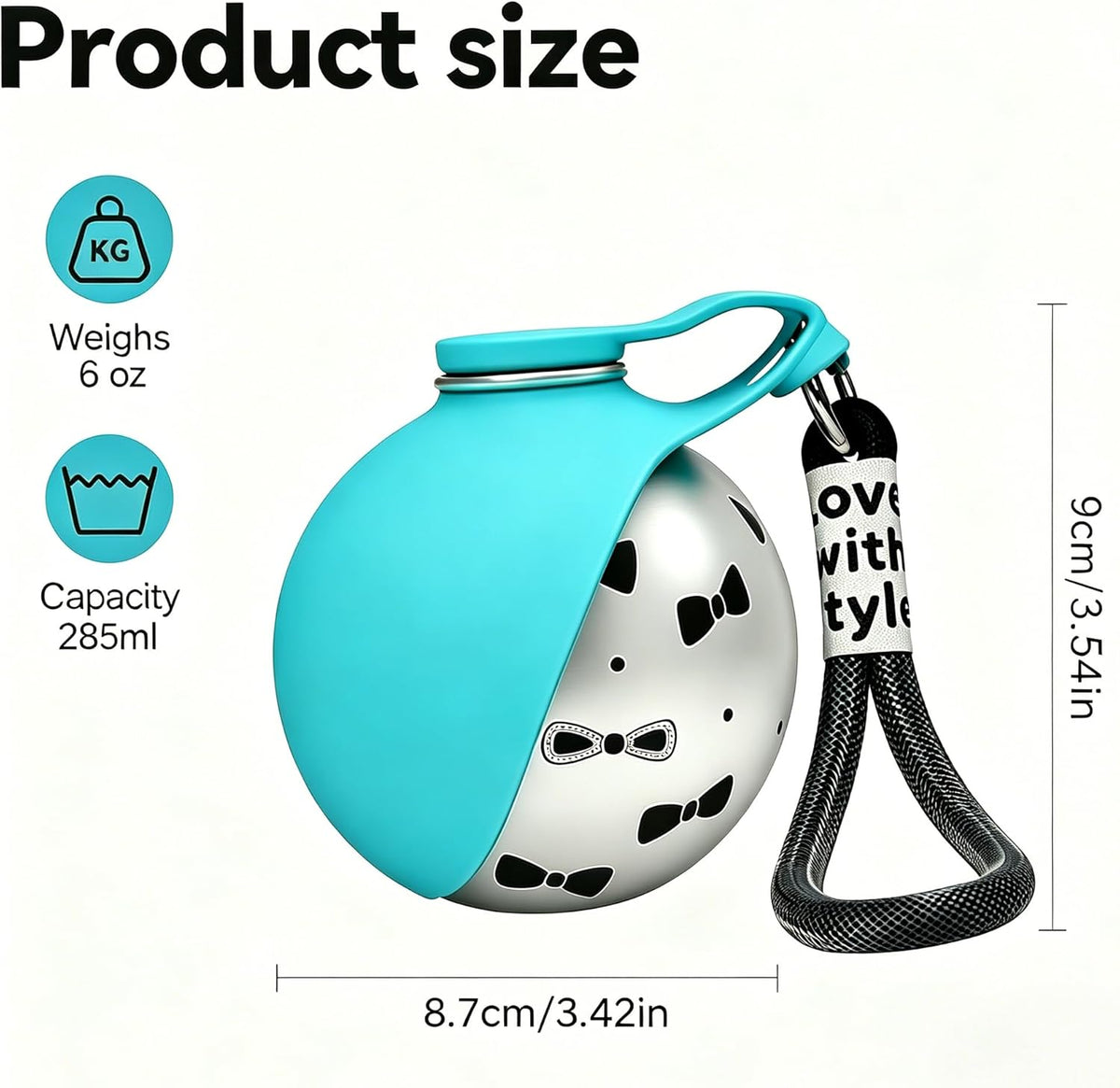 Portable 2-In-1 Dog Water Bottle with Bowl - 10oz Stainless Steel Leak-Proof Travel Dispenser with Silicone Bowl, Ideal for Walking, Hiking, and Travel (Blue A)