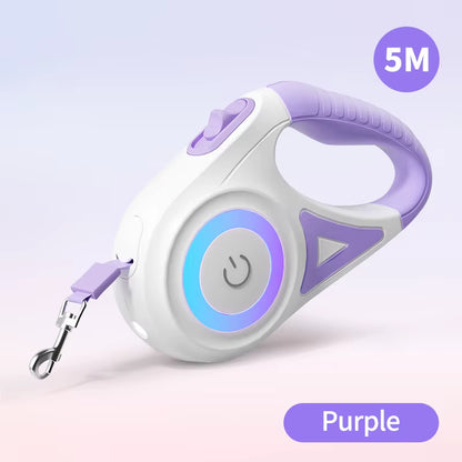 5M Retractable Dog Leash with LED Light - Fashionable and Flexible Walking Lead for Dogs and Puppies