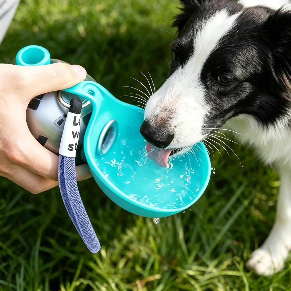 Portable 2-In-1 Dog Water Bottle with Bowl - 10oz Stainless Steel Leak-Proof Travel Dispenser with Silicone Bowl, Ideal for Walking, Hiking, and Travel (Blue A)