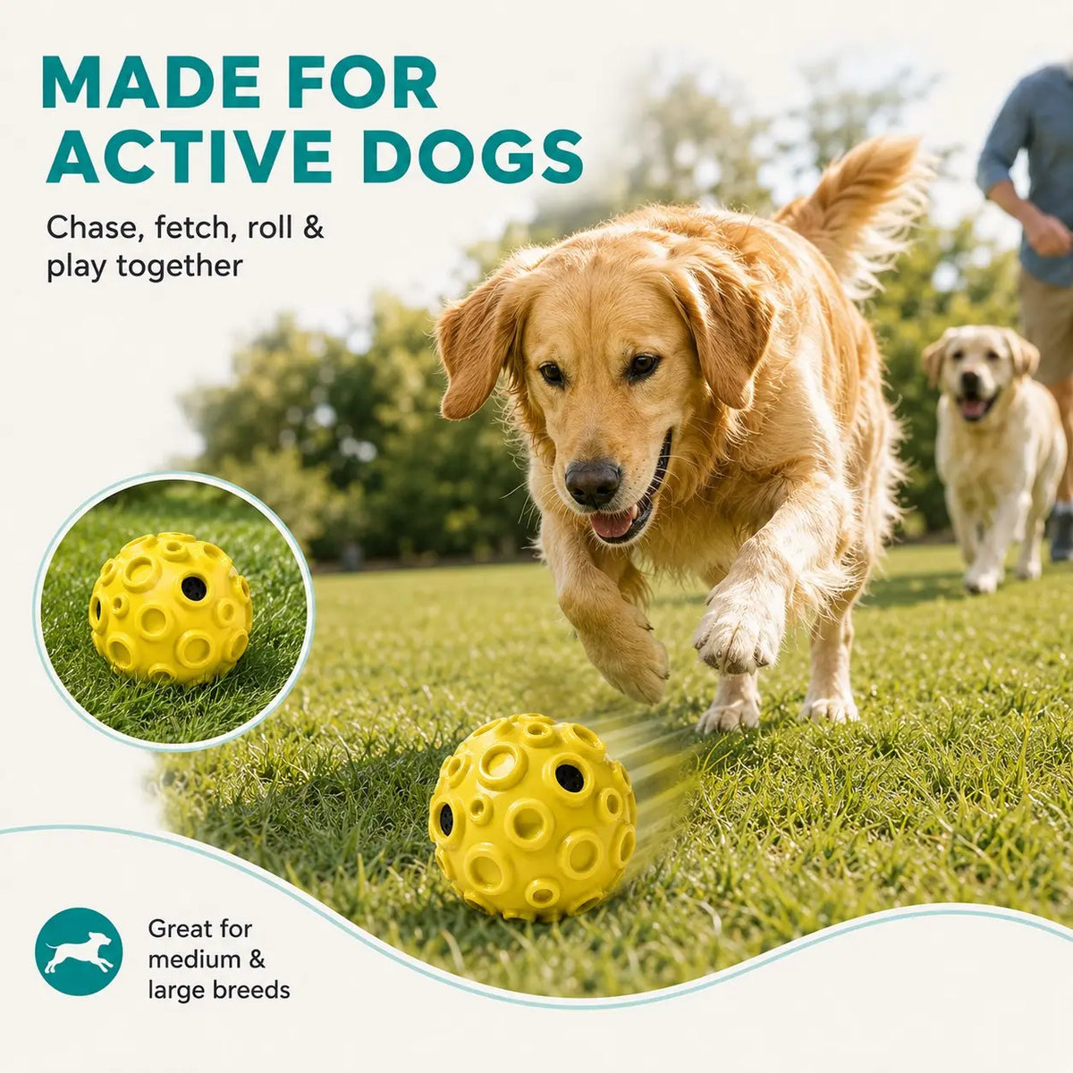 Interactive Floating Dog Ball - 4.72-Inch TPR Toy for Medium and Large Dogs, Ideal for Outdoor Fetch, Water Play, and Exercise