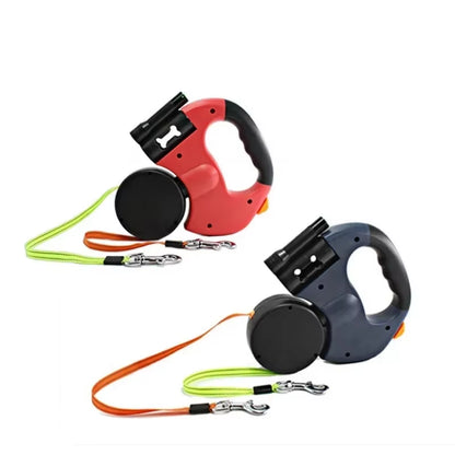 LED Automatic Retractable Dog Leash with Dual-Headed Design and Integrated Storage Box for Pet Accessories