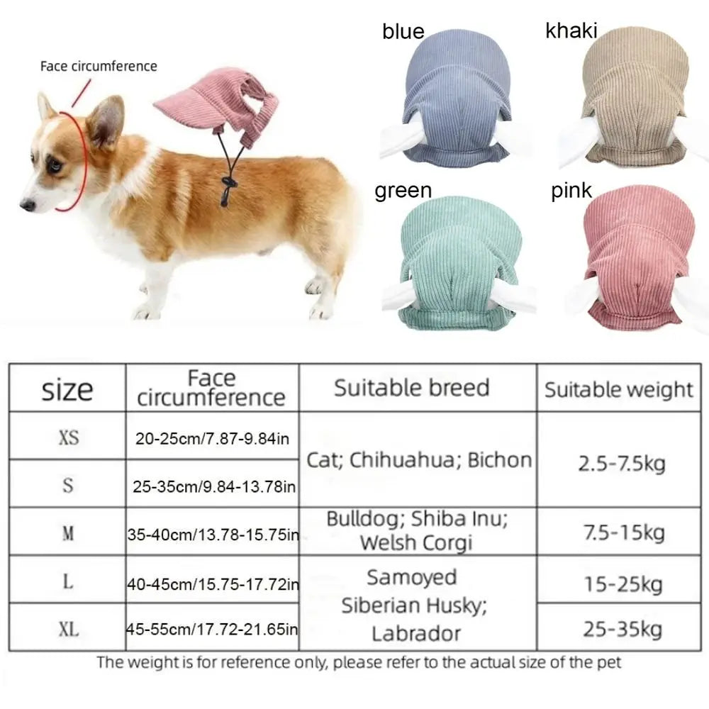 Adjustable Dog Baseball Cap - Breathable Soft Parent-Child Hat with Ear Holes for Sun Protection and Hiking